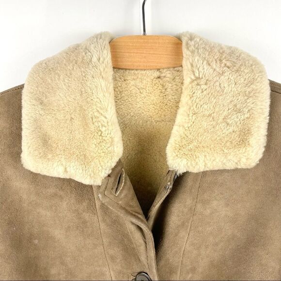 * Gamulux Argentinian Sherpa Lined Nubuck Button Front Coat Size M - Picture 4 of 8
